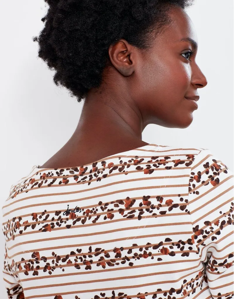 Joules Ladies Harbour Printed Cream Leopard Stripe Top-1